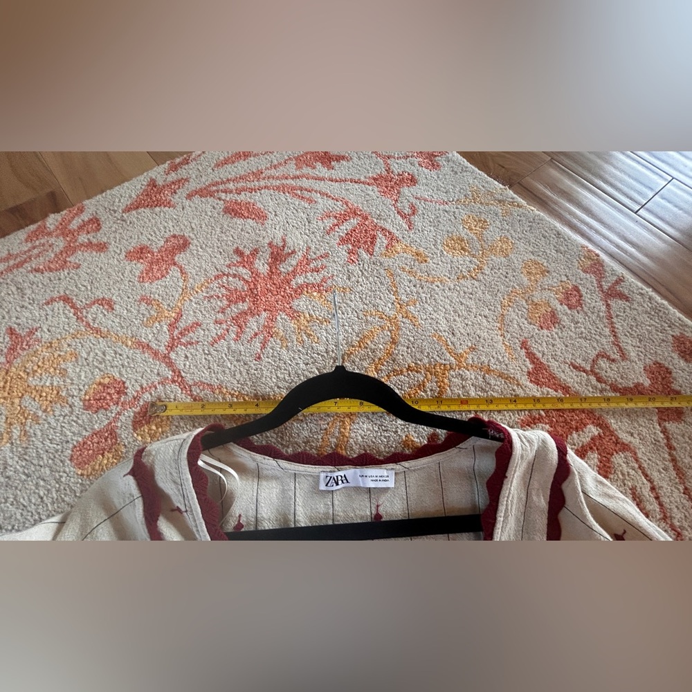 Zara Women's Cream and Burgundy Dress - Picture 6 of 6